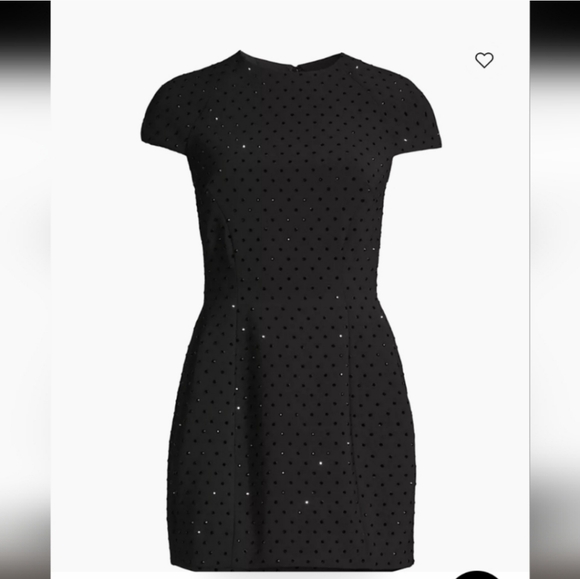 Toccin Kristen Structured Black Rhinestone Embellished Short Sleeve Mini Dress - Picture 8 of 11
